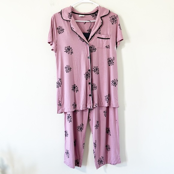 Soma Cool Nights Pajama Set in Peaceful Floral Pink FLAWED Sz Small - Picture 2 of 13